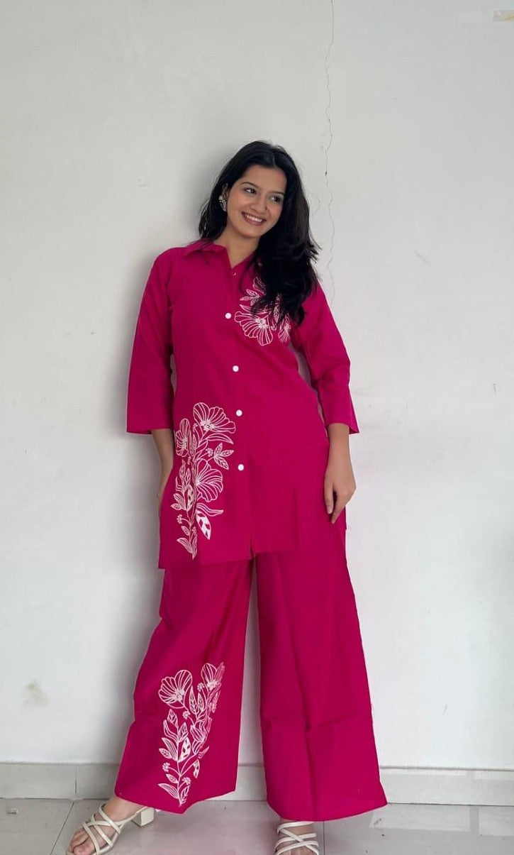 Bagrubazzar Women’s Embroidered Cord Set with Designer Embroidery Palazzo (BBKF18)
