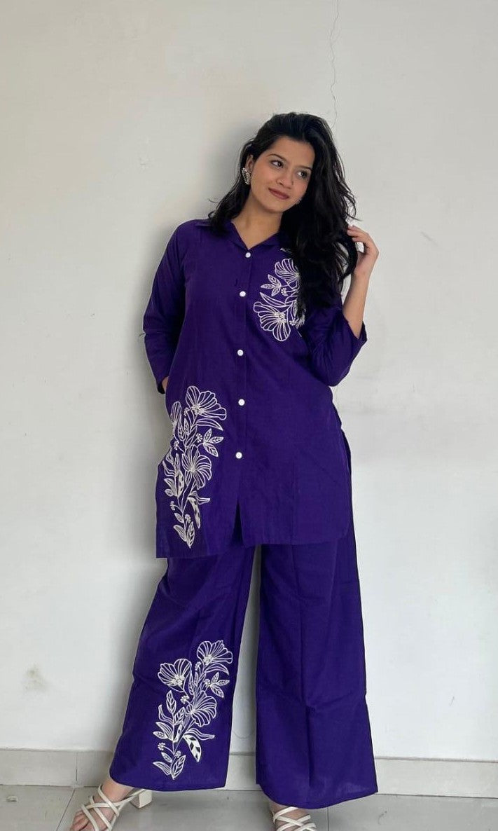 Bagrubazzar Women’s Embroidered Cord Set with Designer Embroidery Palazzo (BBKF20)