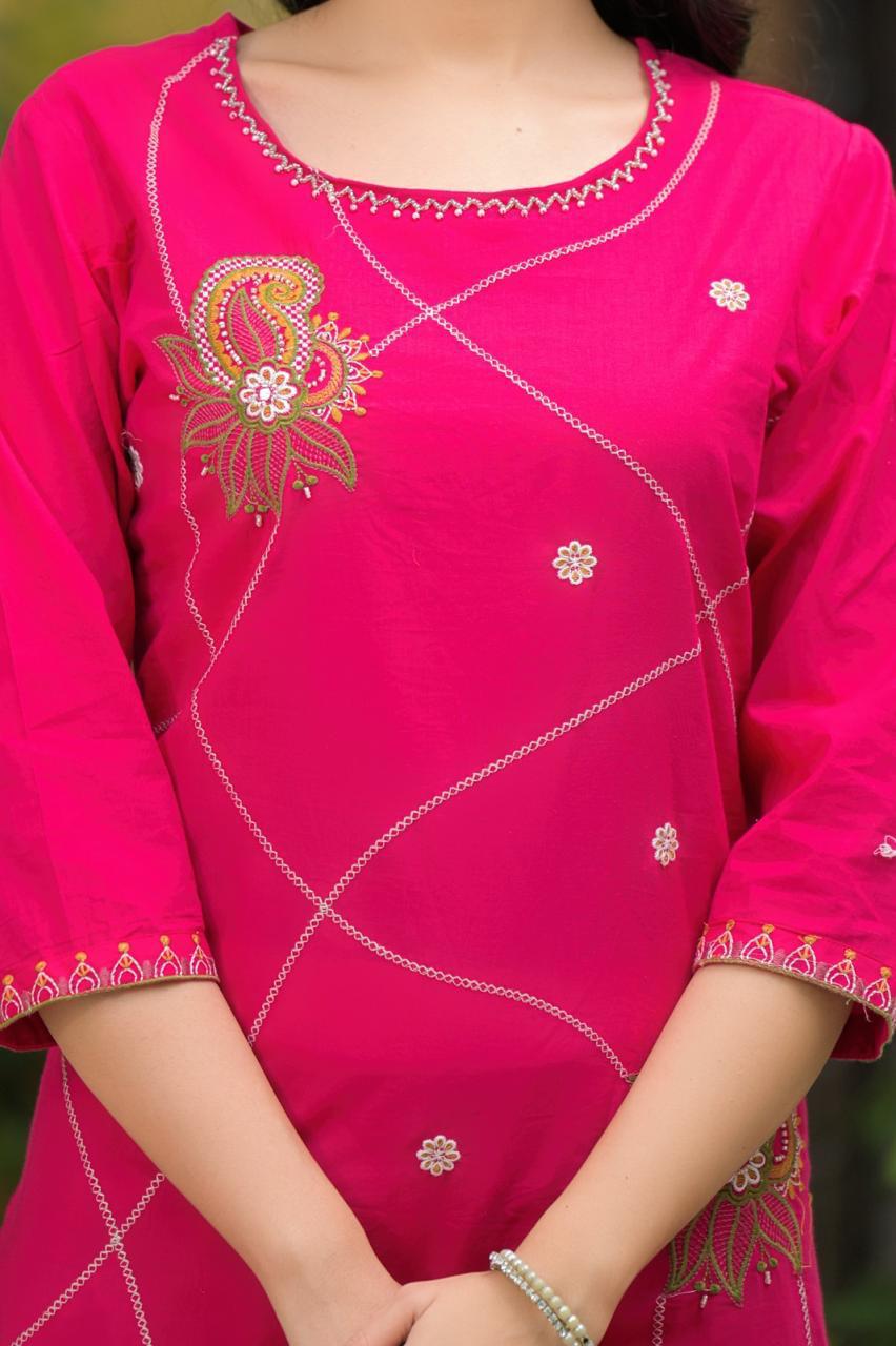 Bagrubazzar Designer Mughal Kalamkari Floral Cotton Suit Set for Women (BBKF21)