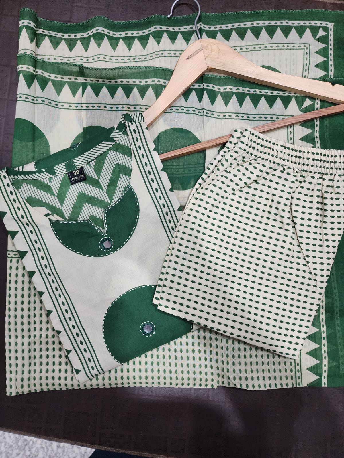 Bagrubazzar Handblock Printed Pure Cotton Kurta with Pants & Dupatta (BBKF37)