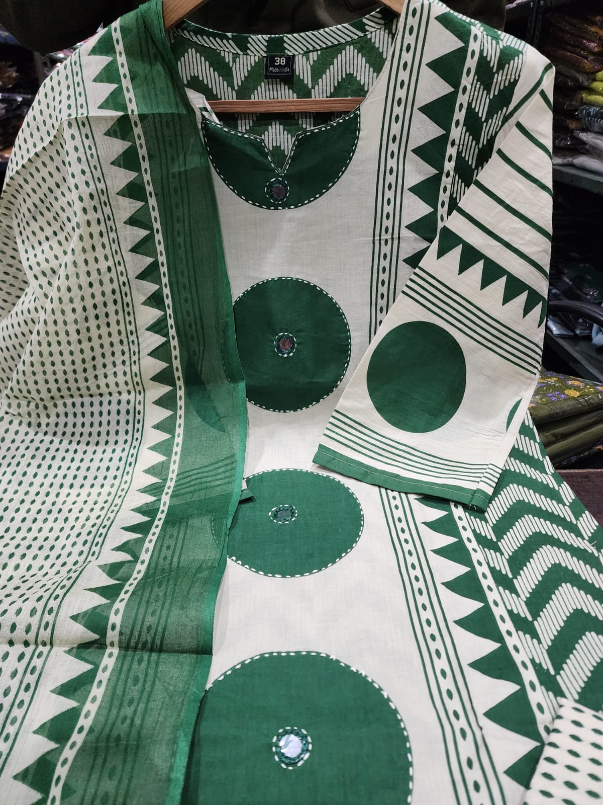 Bagrubazzar Handblock Printed Pure Cotton Kurta with Pants & Dupatta (BBKF37)