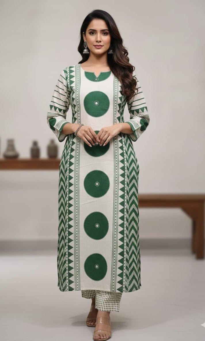 Bagrubazzar Handblock Printed Pure Cotton Kurta with Pants & Dupatta (BBKF37)