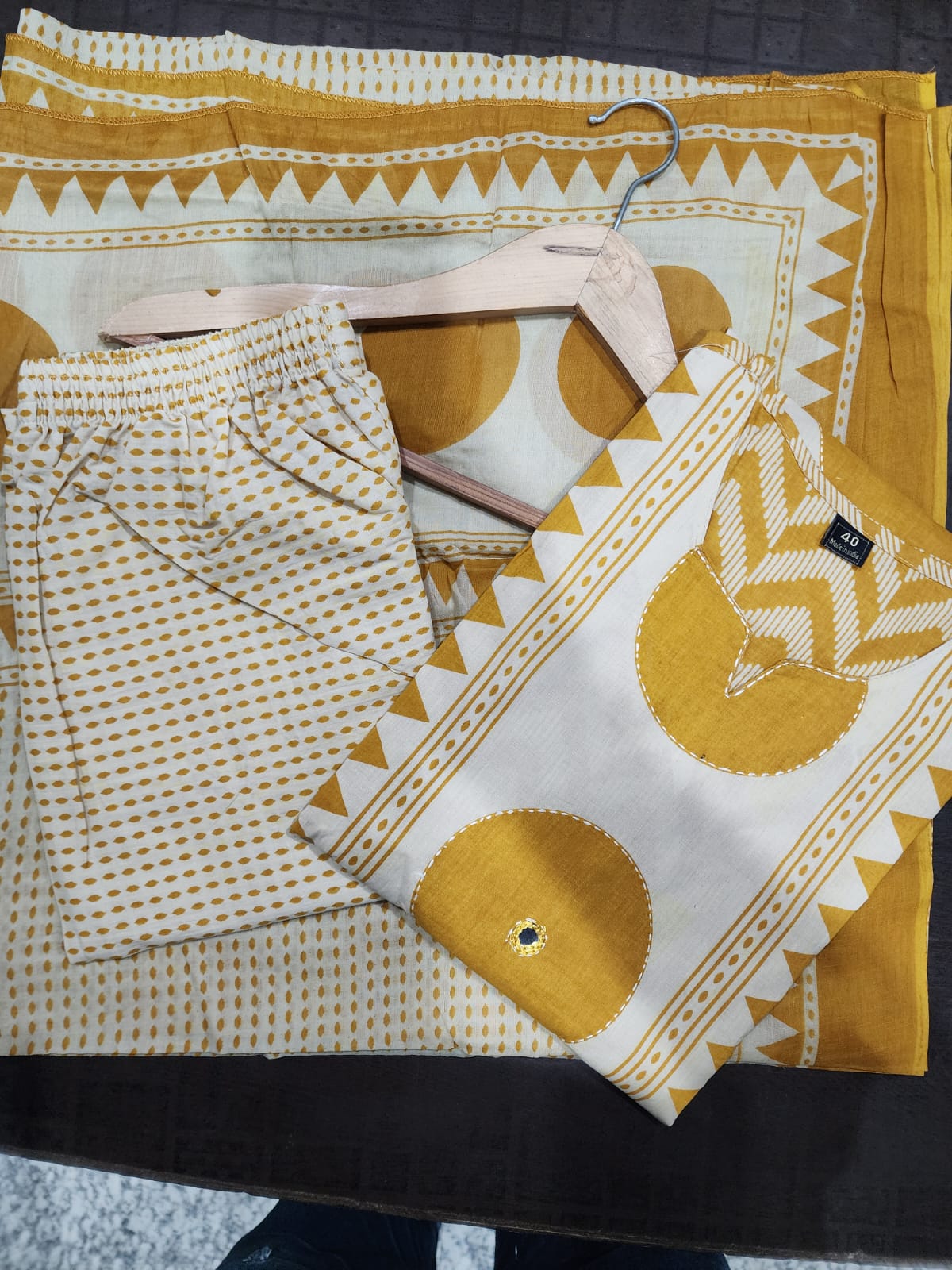 Bagrubazzar Handblock Printed Pure Cotton Kurta with Pants & Dupatta (BBKF36)