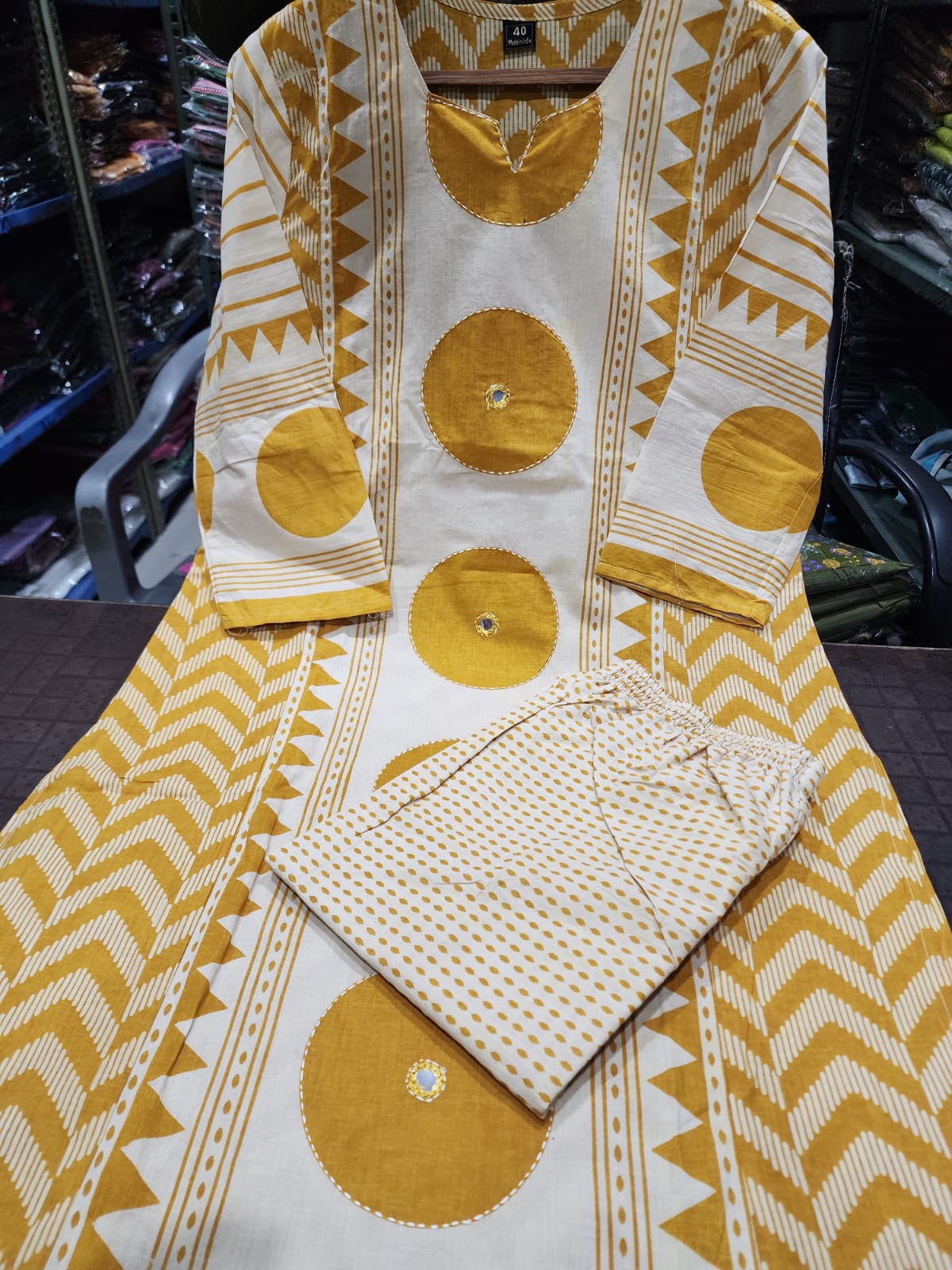 Bagrubazzar Handblock Printed Pure Cotton Kurta with Pants & Dupatta (BBKF36)