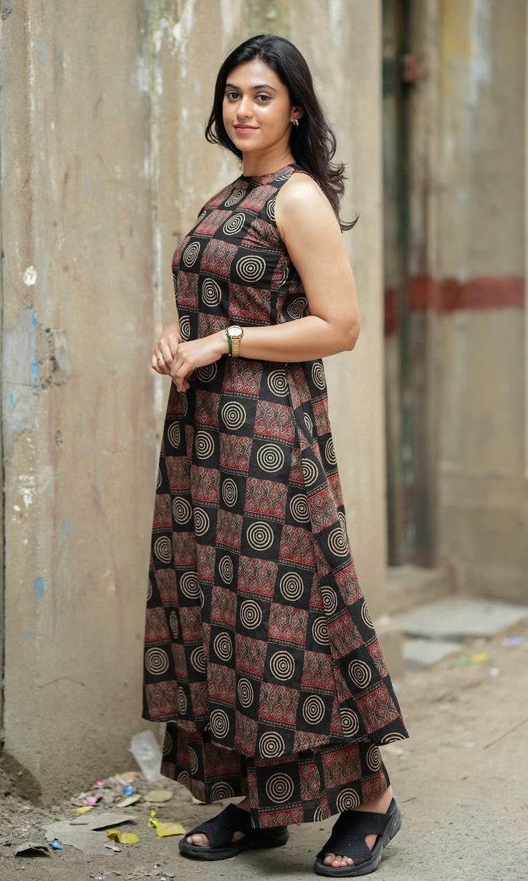 Bagrubazzar Designer Kurta Palazzo Set with Traditional Print Work for Women