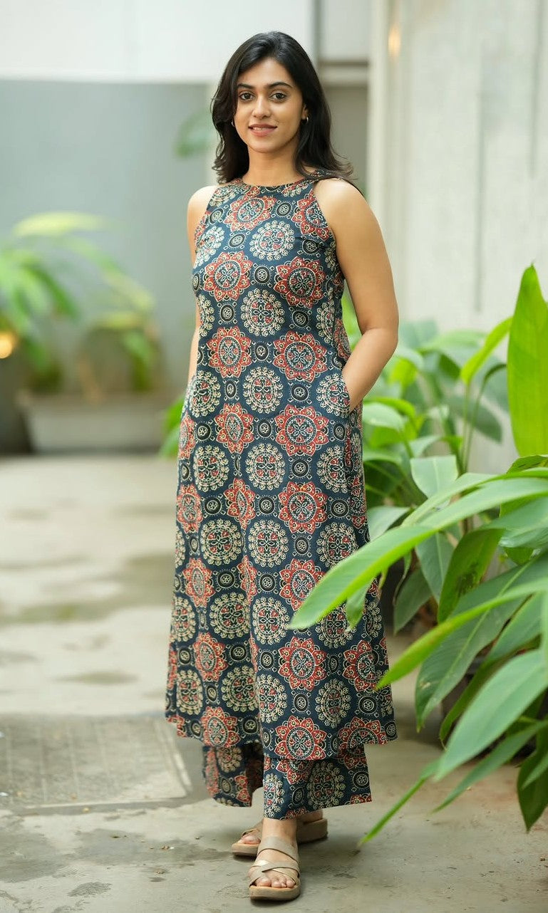 Bagrubazzar Traditional Printed Kurti with Palazzo Set – Wear for Women