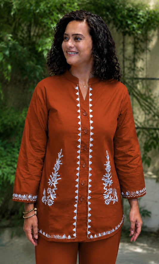 Bagrubazzar Women's Premium Cotton Embroidered Co-Ord Set