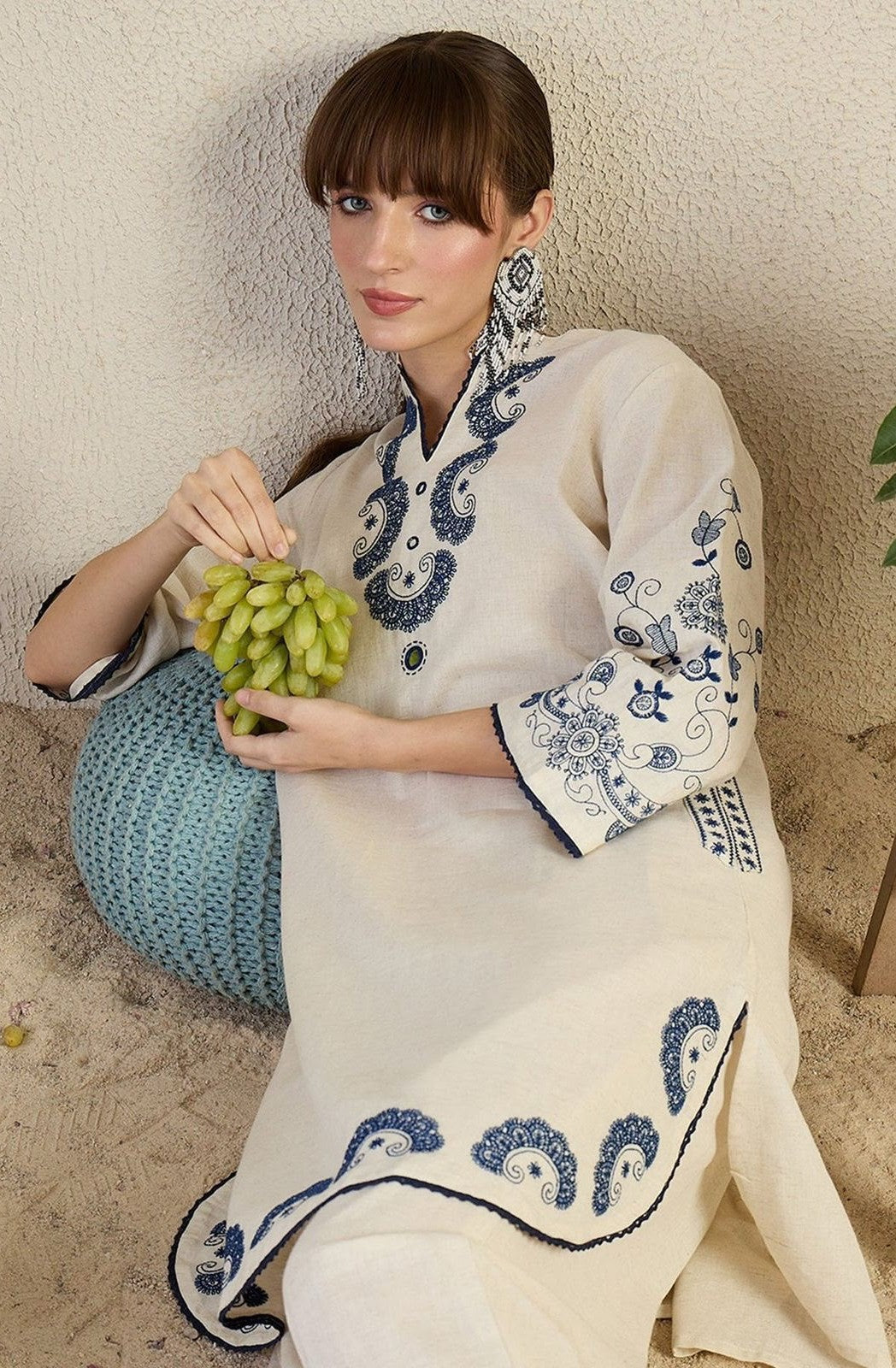 Bagrubazzar Premium Kurta Pant Set With Beautiful Embroidery And Lace Work