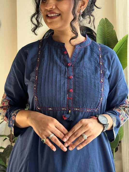 Bagrubazzar Pure Cotton A-Line Kurta Pant & Dupatta Set for Women