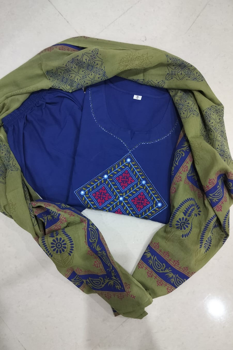 Bagrubazzar Premium Women's Cotton Embroidered Kurta Pant Set with Dupatta