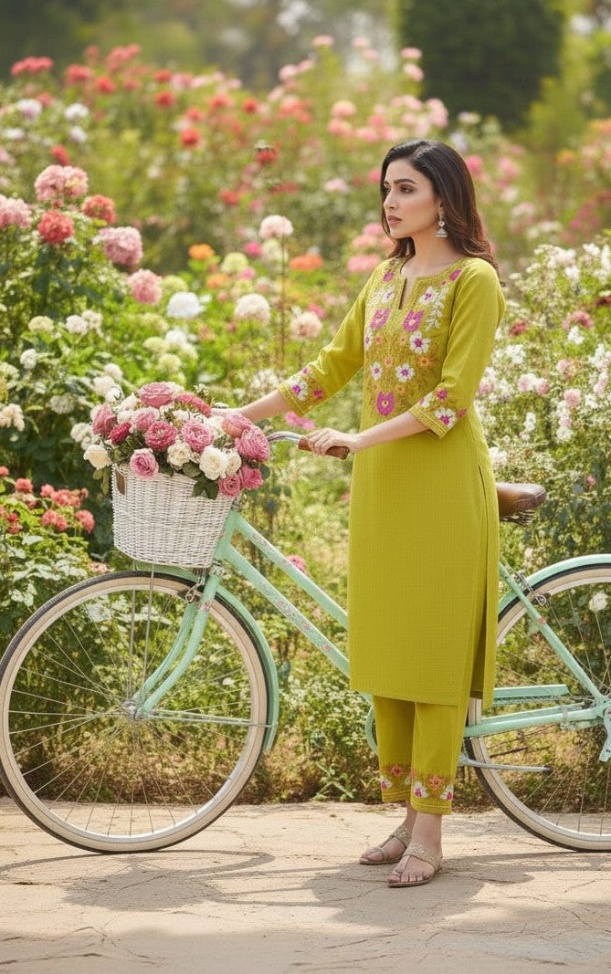 Bagrubazzar Embroidered Kurta Set for Women