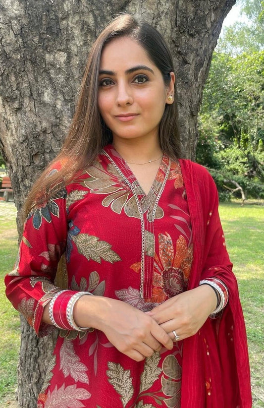Bagrubazzar Women's Printed Straight Kurta Pant Set with Matching Dupatta