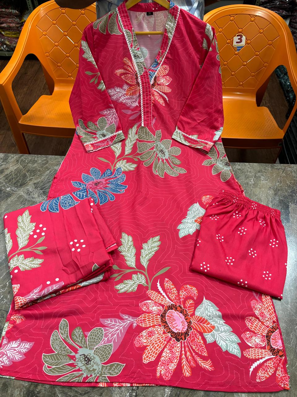 Bagrubazzar Women's Printed Straight Kurta Pant Set with Matching Dupatta