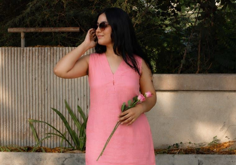 Bagrubazzar Women's Peach Pink Cotton Flex Co-Ord Set