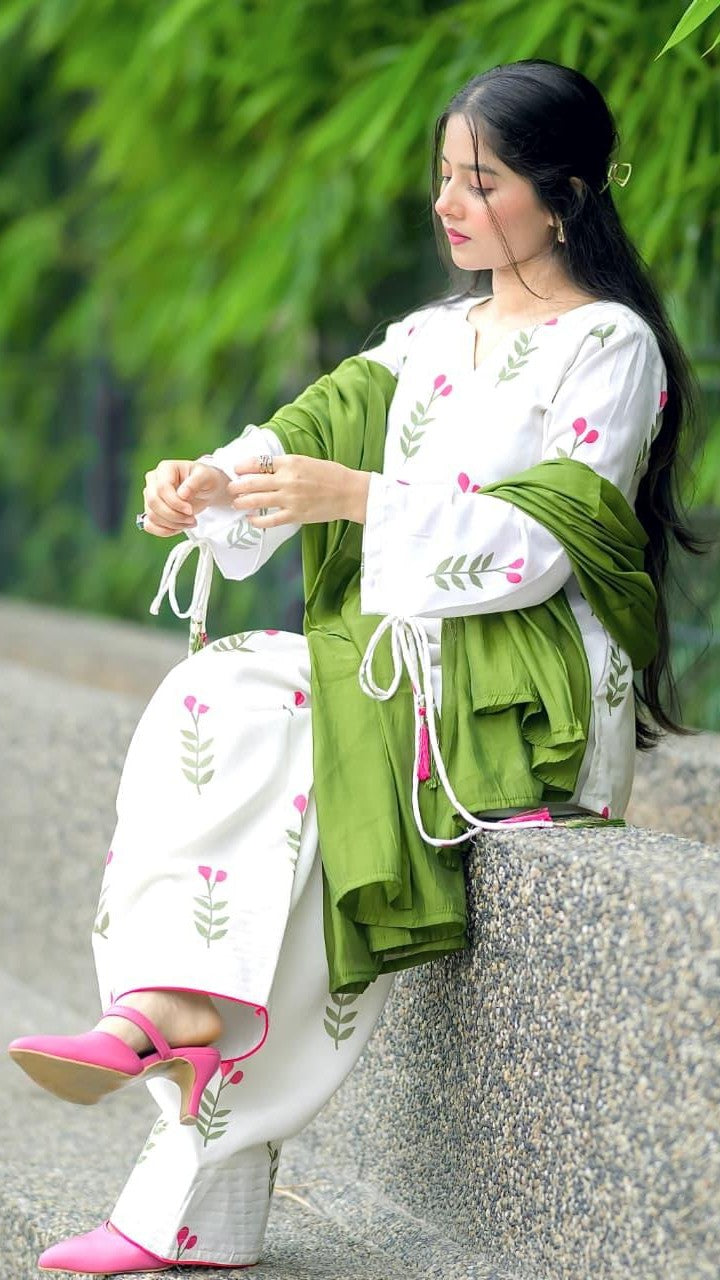 Bagrubazzar New Cotton Kurti Pant Set With Dupatta | Women’s Kurta Pant Set