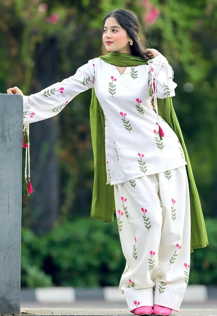 Bagrubazzar New Cotton Kurti Pant Set With Dupatta | Women’s Kurta Pant Set