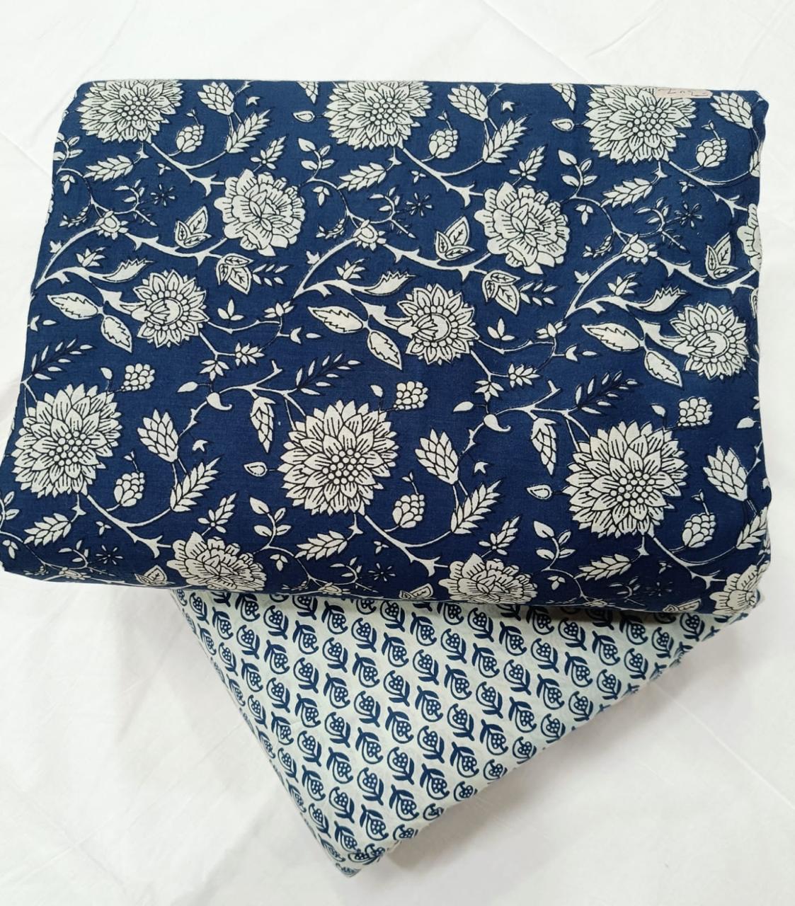 Bagrubazzar Artisan Made Sanganeri Print Cotton Unstitched Suit for Women