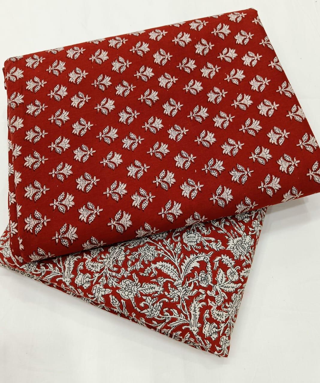 Bagrubazzar Authentic Hanblock Jaipur Print Cotton Top Bottom Suit