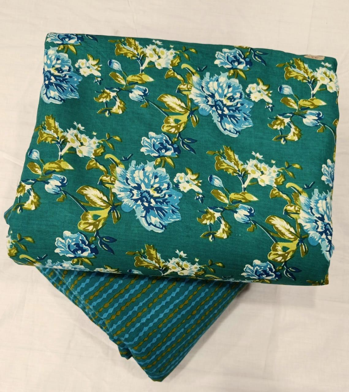 Bagrubazzar Indian Sanganeri Print Cotton Unstitched Dress Material