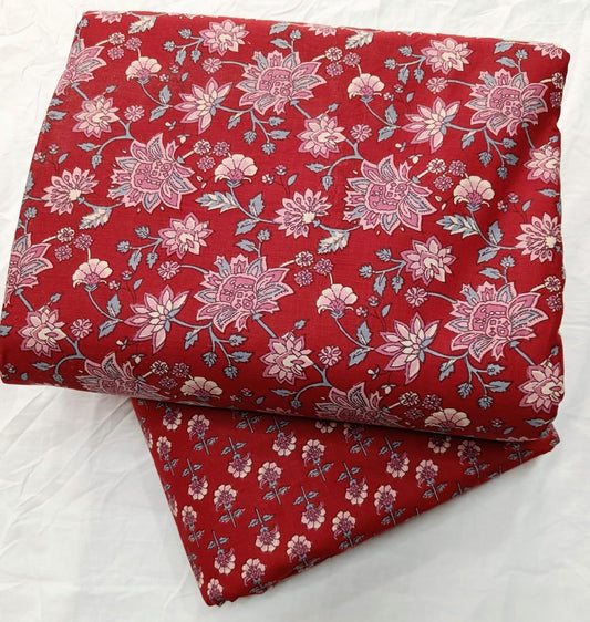 Bagrubazzar Premium Sanganeri Handblock Cotton Dress Material Set