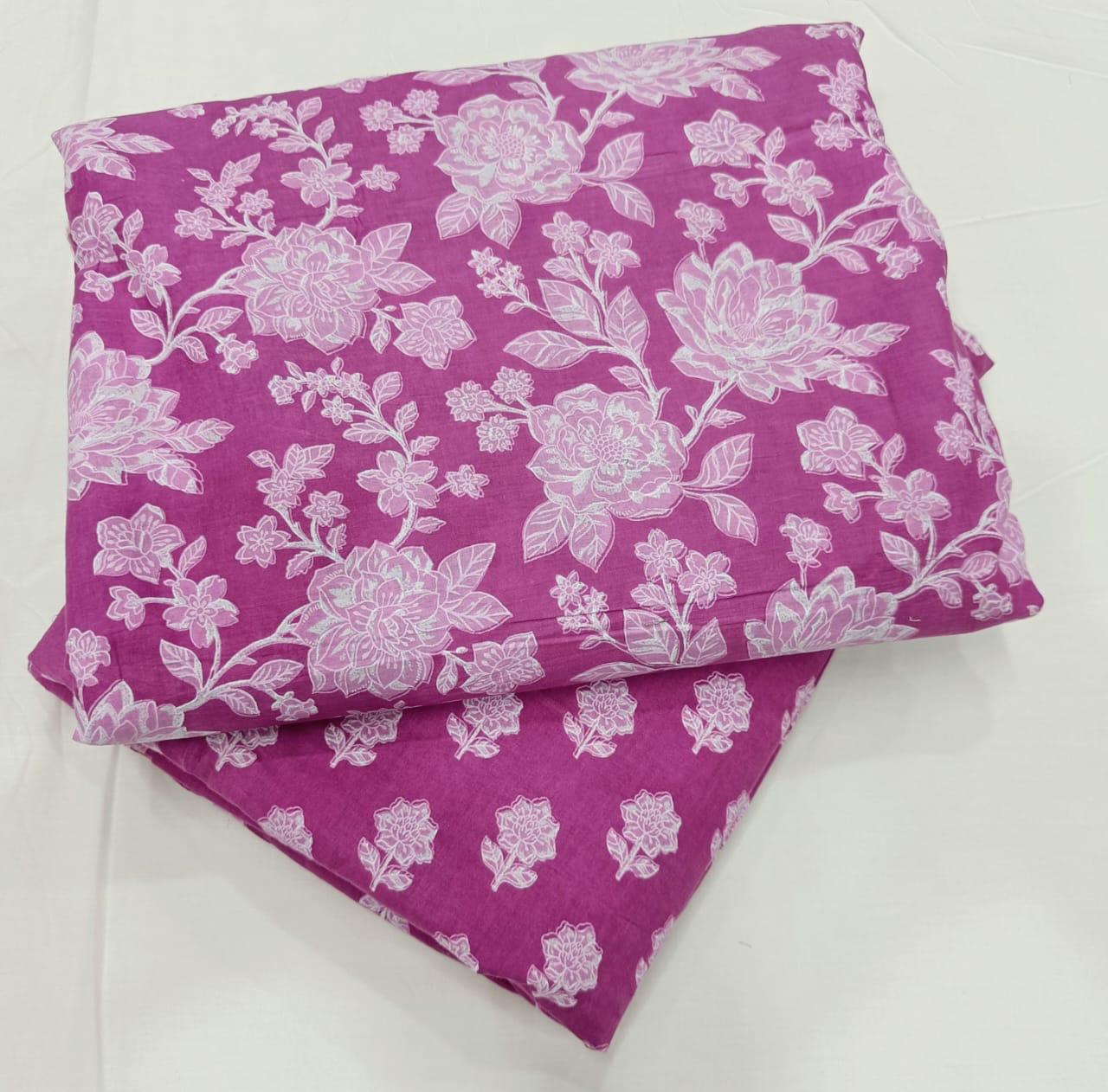 Festive Hanblock Jaipur Print Pure Cotton Top Bottom Unstitched Suit