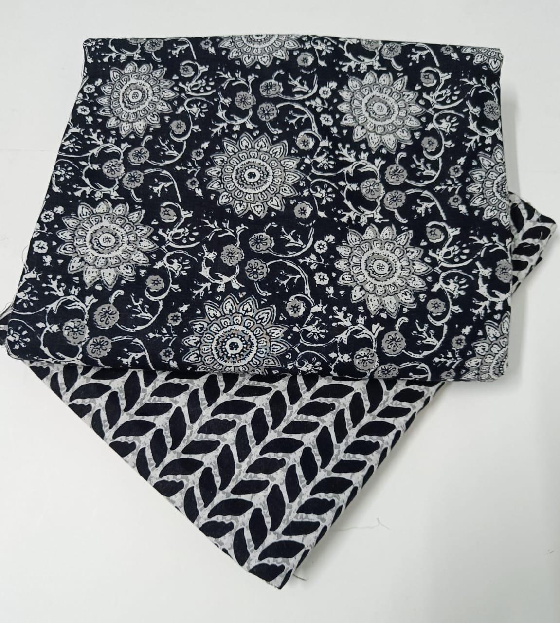 Premium Cotton Unstitched Top Bottom Suit Set in Hanblock Print — Bagrubazzar