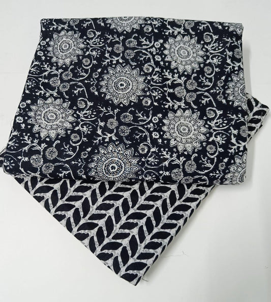 Premium Cotton Unstitched Top Bottom Suit Set in Hanblock Print — Bagrubazzar